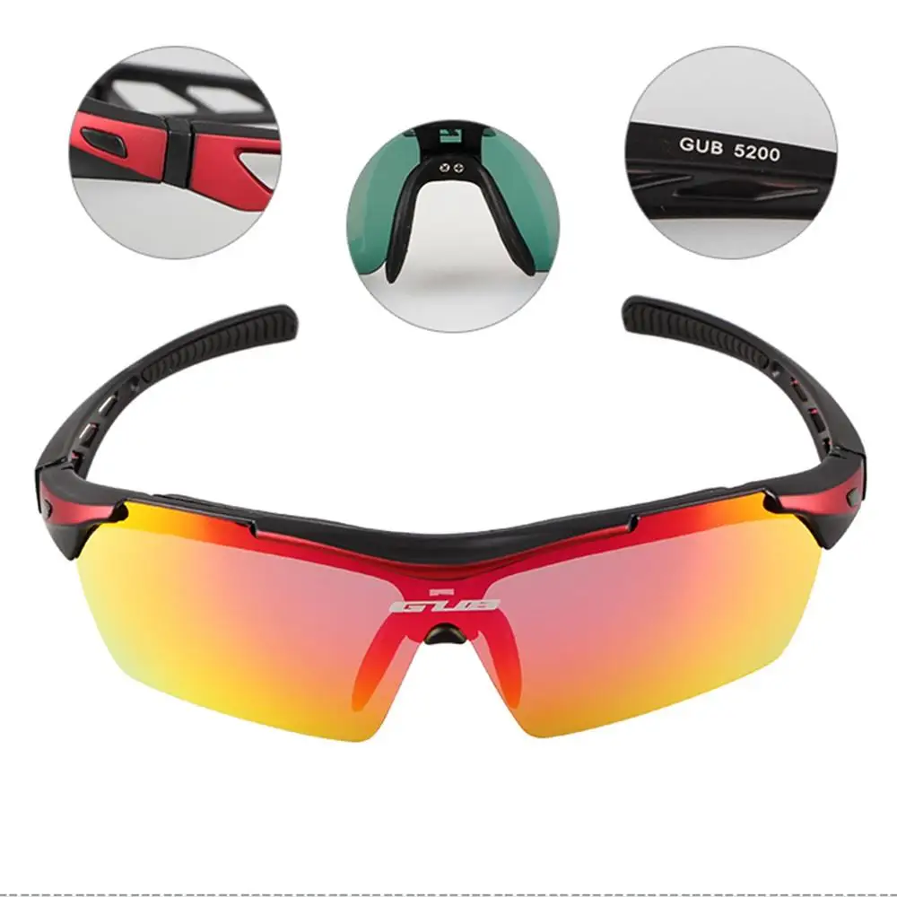 GUB 5200 Sports Sunglasses UV400 Protection Glasses With 3 Interchangeable Lenses Lightweight Detachable Cycling Running gla
GUB 5200 Sports Sunglasses UV400 Protection Glasses With 3 Interchangeable Lenses Lightweight Detachable Cycling Running gla