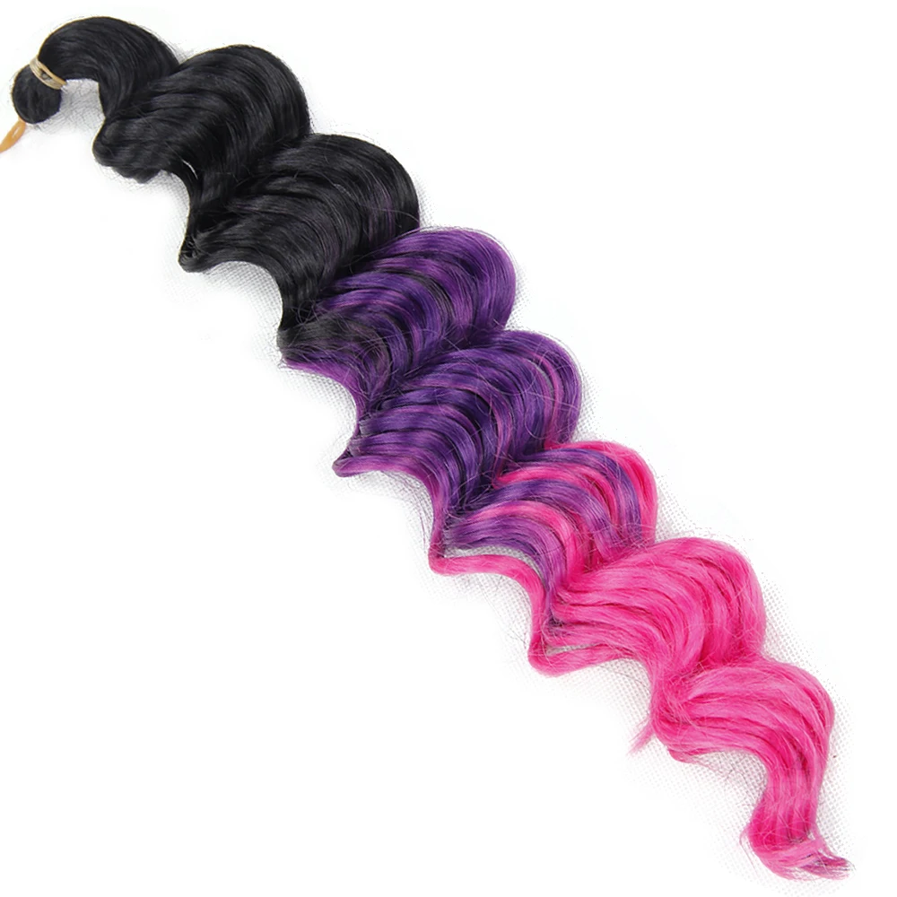Deep wave black Ombre Crochet Braids Bulk Braiding Hair (16)
