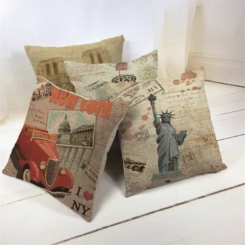 Vintage Fine Linen Cushion Home Decorative pillows Retro New York London Printed seat couch back Cushions 45x45cm pillowcase 1pc
Vintage Fine Linen Cushion Home Decorative pillows Retro New York London Printed seat couch back Cushions 45x45cm pillowcase 1pc