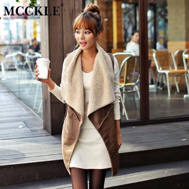 MCCKLE Women Faux Fur Leather Vest Coat 2018 Autumn Fashion Sleeveless Warm Jacket Female Casual Long Fur Leather Gilet Outwear
MCCKLE Women Faux Fur Leather Vest Coat 2018 Autumn Fashion Sleeveless Warm Jacket Female Casual Long Fur Leather Gilet Outwear
