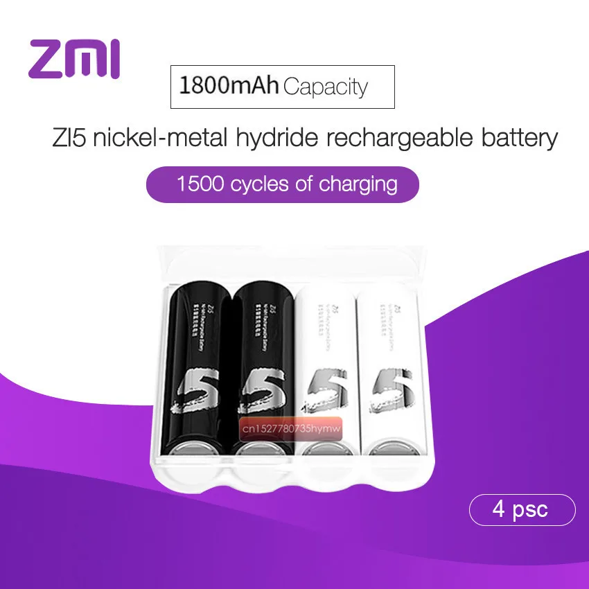 4pc Original Xiaomi ZMI ZI5 AA 1800mAh 1.2V Rechargeable Ni-MH Battery Xiaomi ZIM Power Bank
4pc Original Xiaomi ZMI ZI5 AA 1800mAh 1.2V Rechargeable Ni-MH Battery Xiaomi ZIM Power Bank