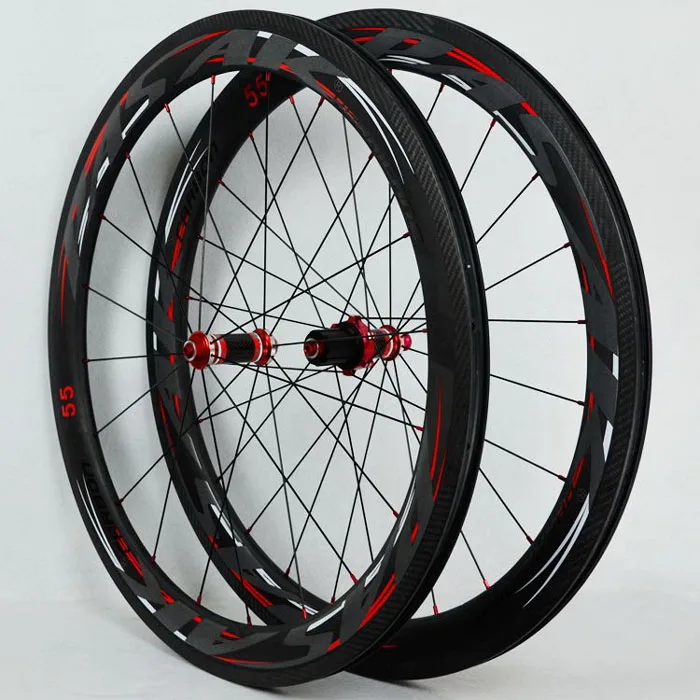 Sale 700C Wheelset Carbon Wheels Road Bike Tubeless Wheel V/C Brake Profile 38-40-50-55mm Depth Clincher Carbon Rim Direct-pull 55