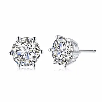 925 Sterling Silver Six-Claw Stud Earrings for Women Fashion White Zircon Earrings Wedding Jewelry
925 Sterling Silver Six-Claw Stud Earrings for Women Fashion White Zircon Earrings Wedding Jewelry