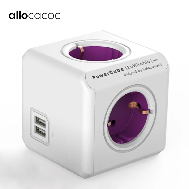 

Allocacoc travel adapter EU plug powercube power strip US UK AU CN USB power socket extension multi electrical smart plug world