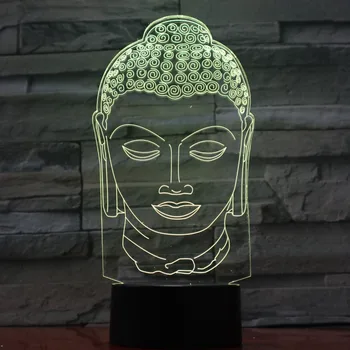 Buddha Lamp 7 Color Changing Night Lamp 3D Atmosphere Bulbing Light LED 3D Visual Illusion Friends Gift Party Deco Drop Shipping