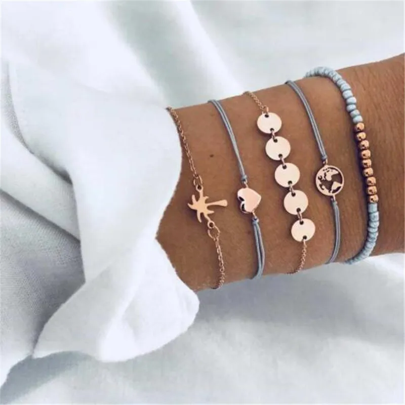 Trendy Bohemian Heart Map Sequin Charm Bracelets Bangles For Women Fashion Gold Color Beach Bracelets Sets Jewelry Party Gifts
Trendy Bohemian Heart Map Sequin Charm Bracelets Bangles For Women Fashion Gold Color Beach Bracelets Sets Jewelry Party Gifts