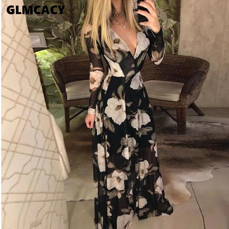 Women Floral Print V Neck Long Sleeve Maxi Dress Boho Style Beach Holiday Street Wear Fashion New Trends Slim Fit Long Dress
Women Floral Print V Neck Long Sleeve Maxi Dress Boho Style Beach Holiday Street Wear Fashion New Trends Slim Fit Long Dress