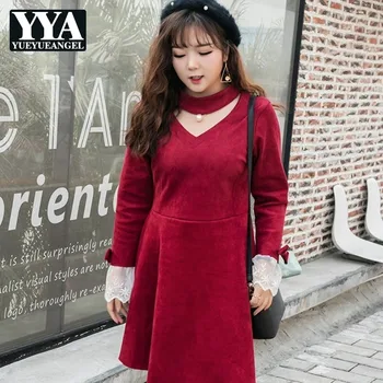 New Large Size Women Autumn Winter Warm Suede Dress V-Neck Beading Lace Long Sleeve Elegant Loose Fit Party Dress Ladies Clothes
New Large Size Women Autumn Winter Warm Suede Dress V-Neck Beading Lace Long Sleeve Elegant Loose Fit Party Dress Ladies Clothes