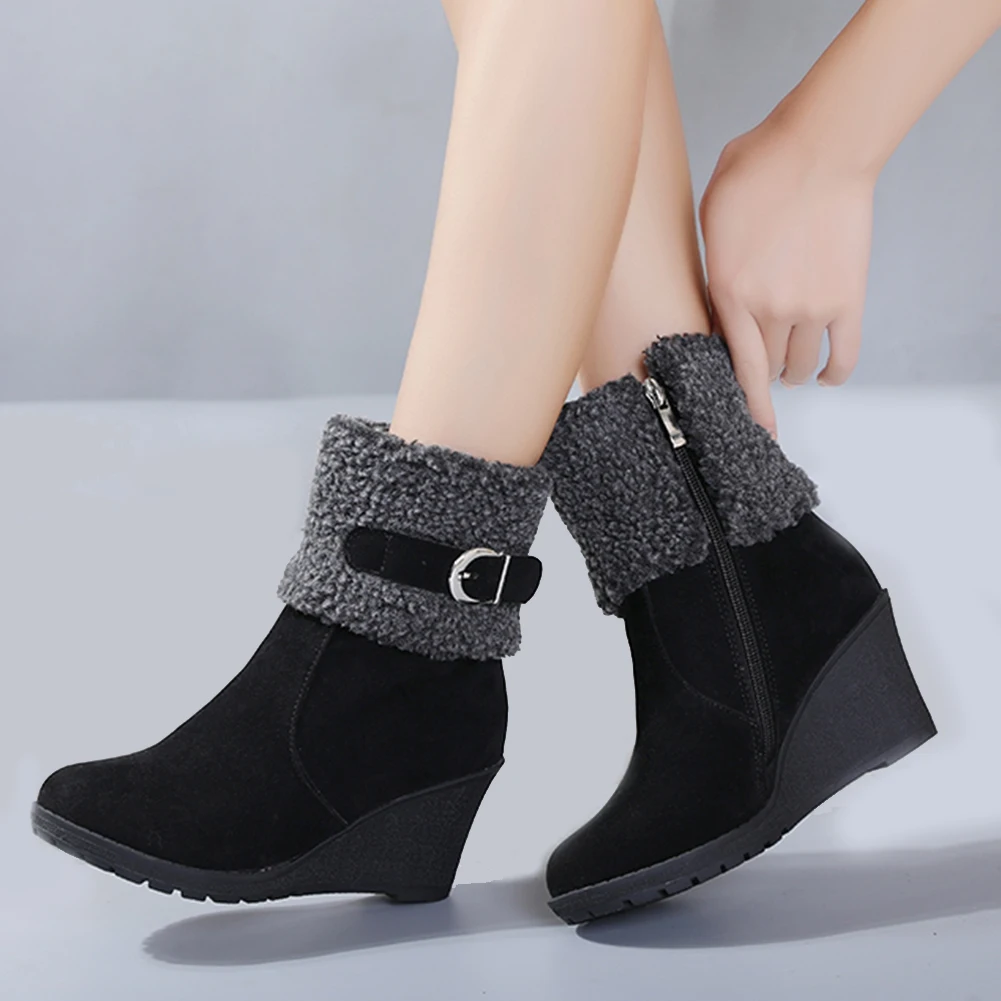 DoraTasia brand new plus size 34-43 warm plush winter snow boots women Shoes Woman wedge high Heels Women Shoes women boots