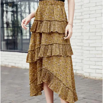 Irregular Pleated Women's Skirt Floral Ruffles Women Skirts Princess Maxi Skirt Fairy Style Faldas Elegant Midi Saia
Irregular Pleated Women's Skirt Floral Ruffles Women Skirts Princess Maxi Skirt Fairy Style Faldas Elegant Midi Saia