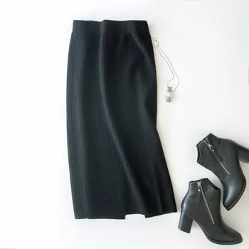 2018 Autumn High-waisted Knit Skirt Medium Style Solid Color All Matched Elastic Waist Front Slit Slim Package Hip Skirt
2018 Autumn High-waisted Knit Skirt Medium Style Solid Color All Matched Elastic Waist Front Slit Slim Package Hip Skirt