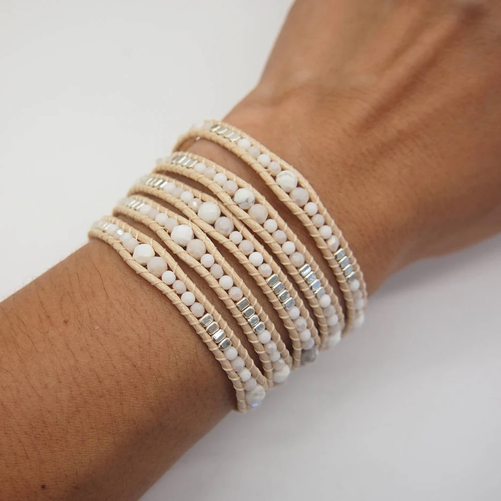 Drop Ship White Howlite Beaded Mix Wrap Bracelet, Boho Bracelet, Bohemian Bracelet, Beadwork Bracelet
Drop Ship White Howlite Beaded Mix Wrap Bracelet, Boho Bracelet, Bohemian Bracelet, Beadwork Bracelet
