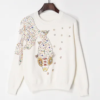 Chic Fashion Women Jumpers 2018 Autumn Winter New Luxury Beading Pullovers Brand Sweaters Warm Cute Round Neck Knitted Tops
Chic Fashion Women Jumpers 2018 Autumn Winter New Luxury Beading Pullovers Brand Sweaters Warm Cute Round Neck Knitted Tops