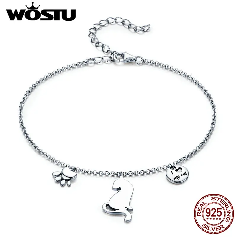 WOSTU Genuine 925 Sterling Silver lovely Cat Footprints Chain Bracelet For Women Fashion 925 jewelry making Gift BKB070
WOSTU Genuine 925 Sterling Silver lovely Cat Footprints Chain Bracelet For Women Fashion 925 jewelry making Gift BKB070