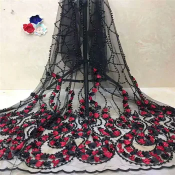 HFX Black/Wine Beaded Lace Fabric Wedding 3d Flower French Net Lace Latest High Quality African Tulle Lace Fabric X1250-1
HFX Black/Wine Beaded Lace Fabric Wedding 3d Flower French Net Lace Latest High Quality African Tulle Lace Fabric X1250-1