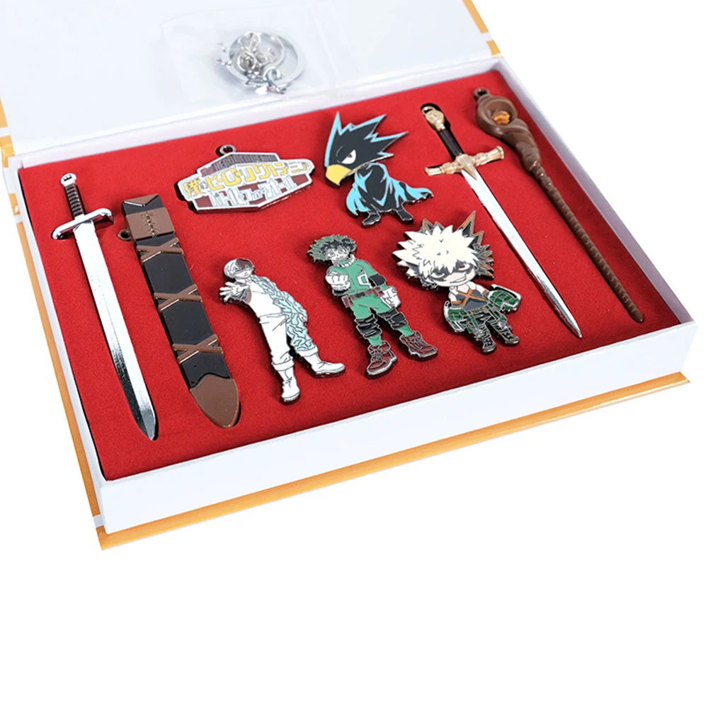 9pcs/set My Hero Academia Izuku Midoriya Katsuki Bakugou Shoto Todoroki Metal Pendants+Pins+Necklace+Keychain Cosplay Gifts Box
9pcs/set My Hero Academia Izuku Midoriya Katsuki Bakugou Shoto Todoroki Metal Pendants+Pins+Necklace+Keychain Cosplay Gifts Box