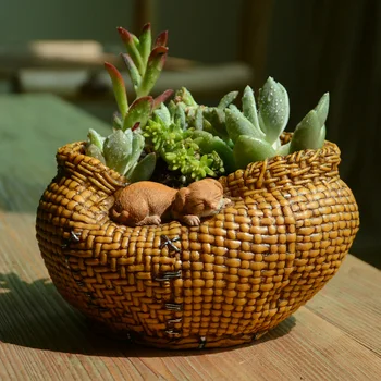 Cute Animal Flower Basket fleshy Flower Pots Resin furnishing articles cane makes up Creative Pastoral Home Decoration
Cute Animal Flower Basket fleshy Flower Pots Resin furnishing articles cane makes up Creative Pastoral Home Decoration