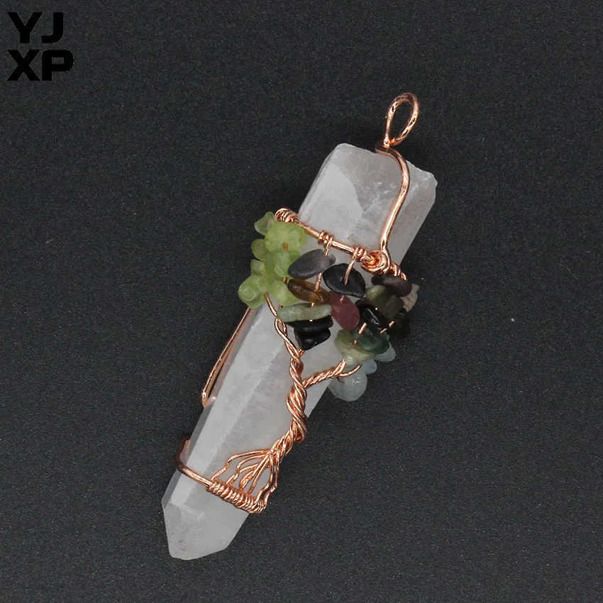 YJXP Rose Gold Color Handmade Wire Wrapped Tree of Life Olivine Tourmaline Aquamarines Gravel Natural Clear Quartz Stone Pendant
YJXP Rose Gold Color Handmade Wire Wrapped Tree of Life Olivine Tourmaline Aquamarines Gravel Natural Clear Quartz Stone Pendant