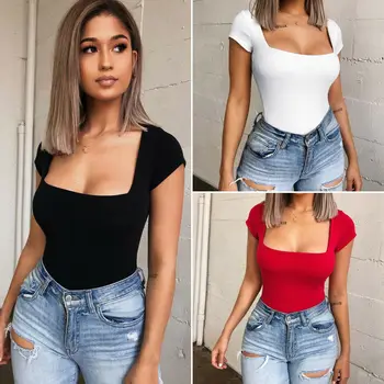 Casual Solid Basic Women Square Neck Short Sleeve Stretch Bodycon Romper Jumpsuit Bodysuit
Casual Solid Basic Women Square Neck Short Sleeve Stretch Bodycon Romper Jumpsuit Bodysuit