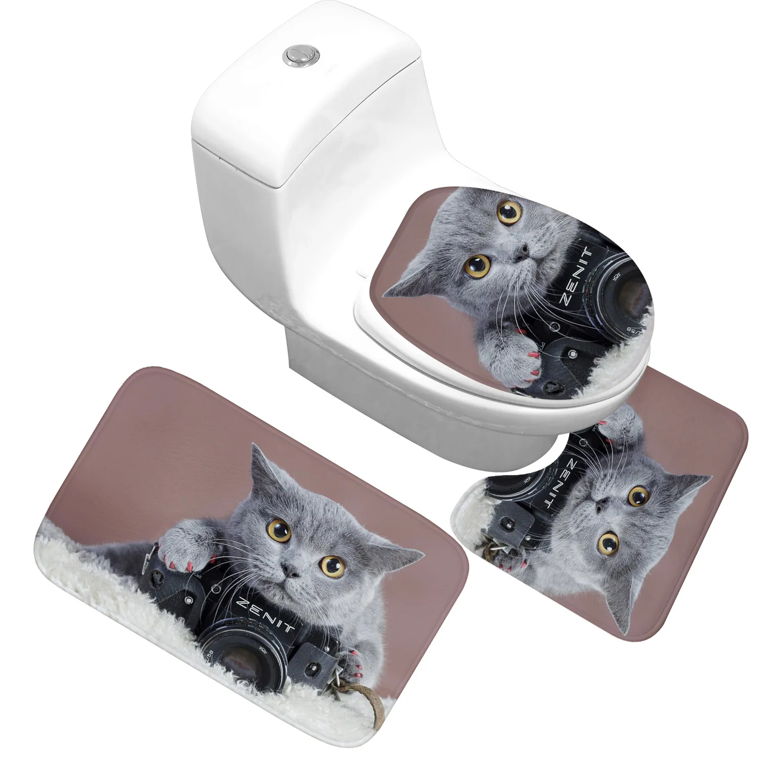 Pet Cat Bath Mat Set HD Printing and Dyeing Flannel Absorbent Bathroom Rug Toilet Cover Bathroom Door Anti-slip Floor Mat
Pet Cat Bath Mat Set HD Printing and Dyeing Flannel Absorbent Bathroom Rug Toilet Cover Bathroom Door Anti-slip Floor Mat