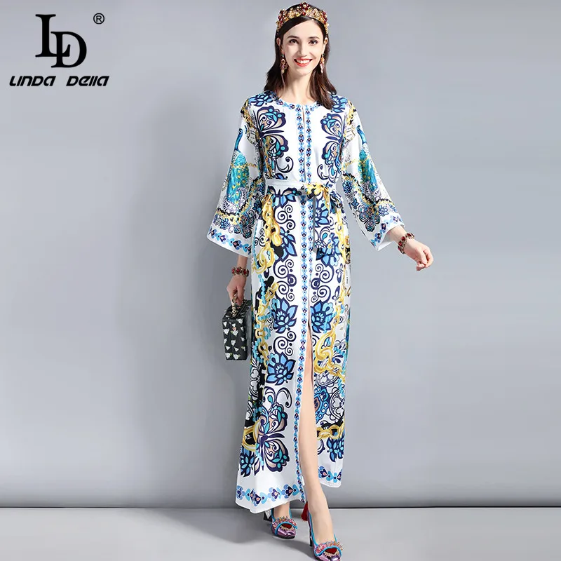 LD LINDA DELLA New Fashion Runway Plus size Maxi Dress Women's Loose Flare sleeve High Split Belted Printed Vintage Long Dress
LD LINDA DELLA New Fashion Runway Plus size Maxi Dress Women's Loose Flare sleeve High Split Belted Printed Vintage Long Dress