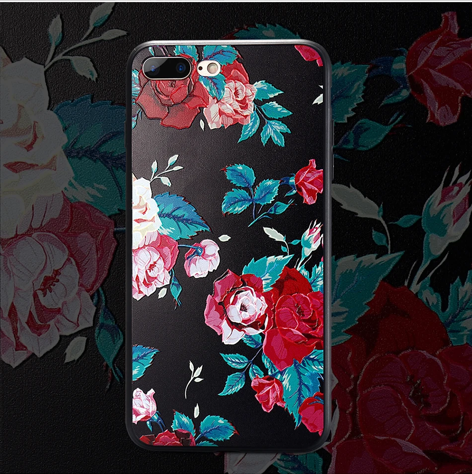 KISSCASE 3D Relief Flower Case For iPhone 8 Plus iPhone 6 Case Sexy Girly Soft Silicon Cover For iPhone 7 iPhone 5S X Case Funda 29