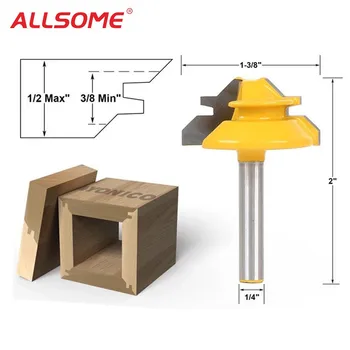 ALLSOME 6.35mm Shank 45 Degree - Up to 1/2" Stock Lock Miter Router Bit Woodwork Cutter HT1513
ALLSOME 6.35mm Shank 45 Degree - Up to 1/2" Stock Lock Miter Router Bit Woodwork Cutter HT1513