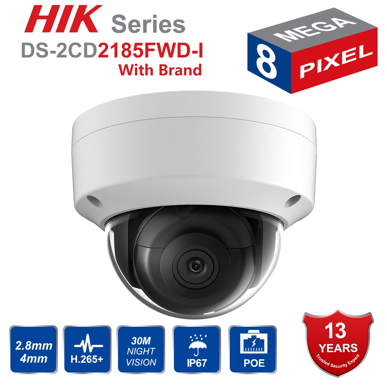 HIK English version 8MP POE IP Camera DS-2CD2185FWD-I Outdoor HD 8 Megapixel Network IR Security Dome Camera H.265+ SD Card Sot
HIK English version 8MP POE IP Camera DS-2CD2185FWD-I Outdoor HD 8 Megapixel Network IR Security Dome Camera H.265+ SD Card Sot