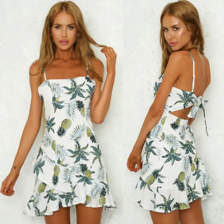 Explosive Style Beach Style Dress Pineapple Pattern Print Strap Dress 2019 Spring and Summer Female
Explosive Style Beach Style Dress Pineapple Pattern Print Strap Dress 2019 Spring and Summer Female