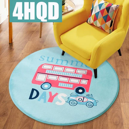 Image Round cartoon carpet children bedroom full floor living room coffee table bedside computer chair cushion carpet