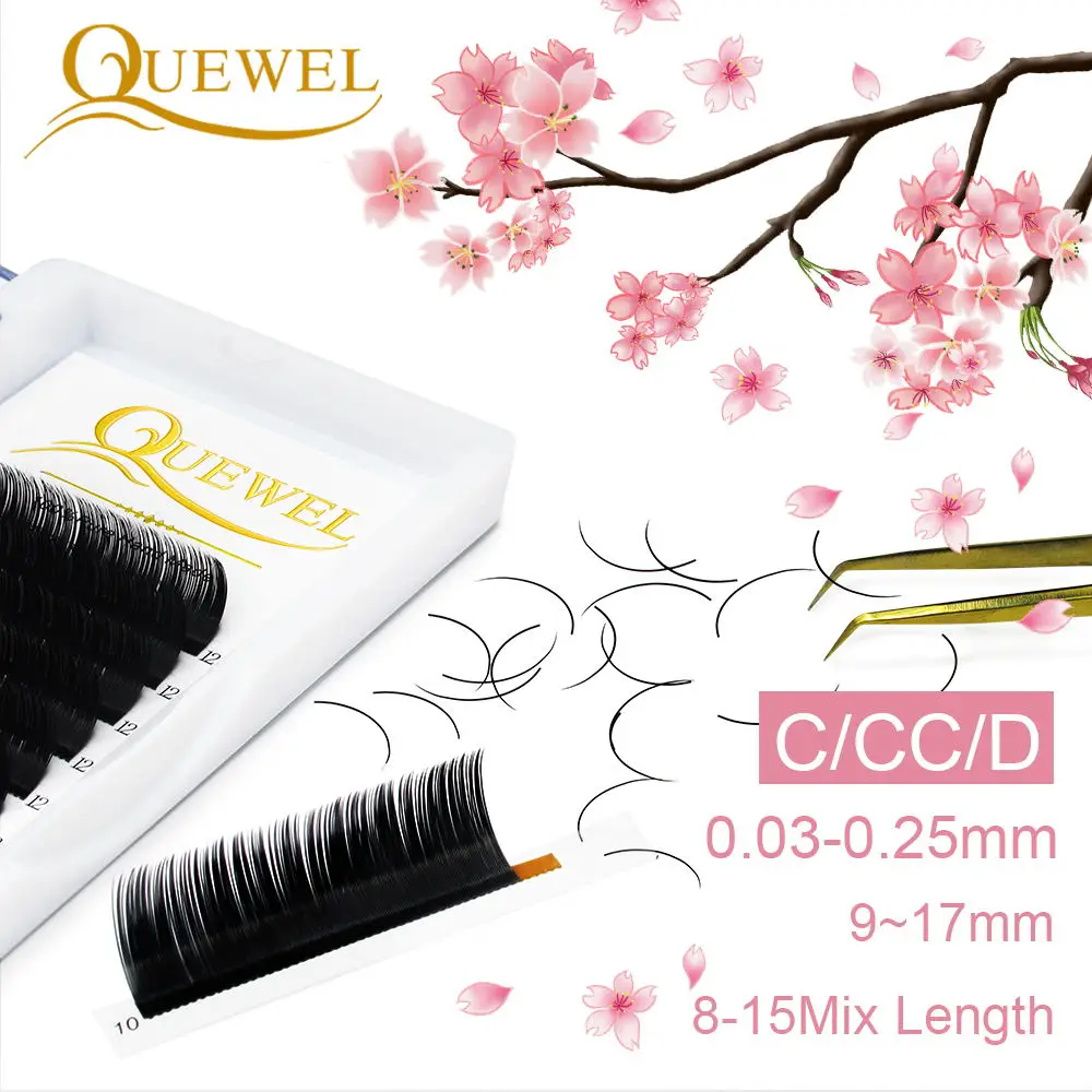 Quewel False Eyelash Extension Tray Silk Cilios Soft Individual Eyelash Extensions C/CC/D/Curl Russian Black Lashes Extension LM
Quewel False Eyelash Extension Tray Silk Cilios Soft Individual Eyelash Extensions C/CC/D/Curl Russian Black Lashes Extension LM