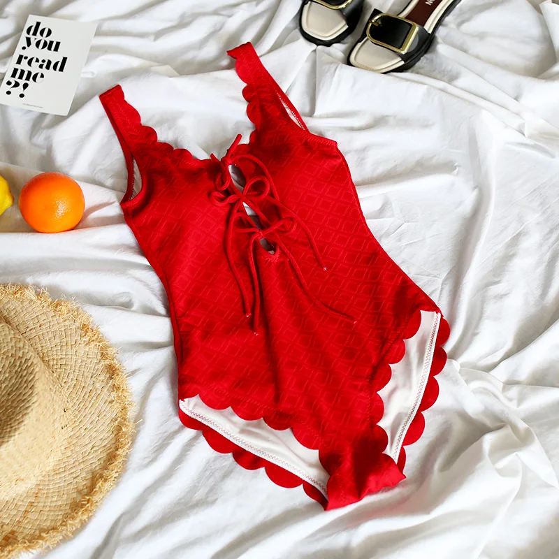2018 new Young girl Wave trimming bandage one Piece swimsuit Sexy beach wear Backless Tie strap women swimwear bathing suits
2018 new Young girl Wave trimming bandage one Piece swimsuit Sexy beach wear Backless Tie strap women swimwear bathing suits