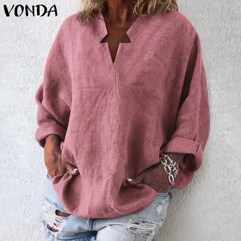 Фото VONDA Женская Повседневная Блузка рубашка с длинным рукавом повседневные