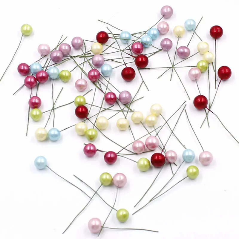 50 шт. Искусственные пластиковые тычинки с супер жемчугом маленькие цветы ягоды