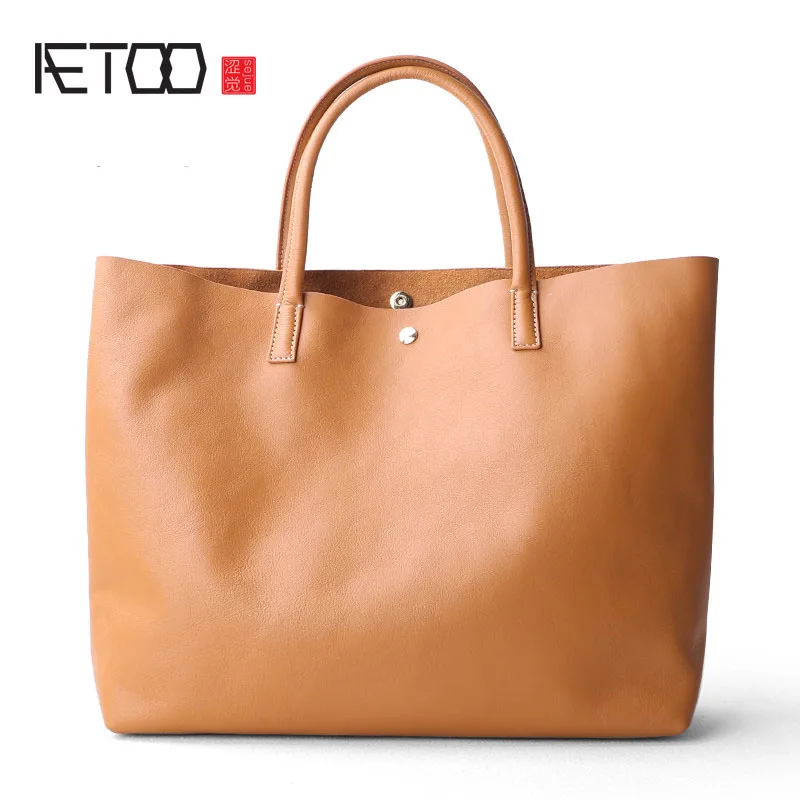 AETOO New leather tote bag original female large capacity shopping bag head layer leather tote bag handbag
