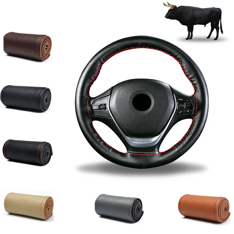 CAR DIY Steering Wheel Cover Genuine Leather braid on the steering-wheel of Car With Needle and Thread Interior accessories
CAR DIY Steering Wheel Cover Genuine Leather braid on the steering-wheel of Car With Needle and Thread Interior accessories