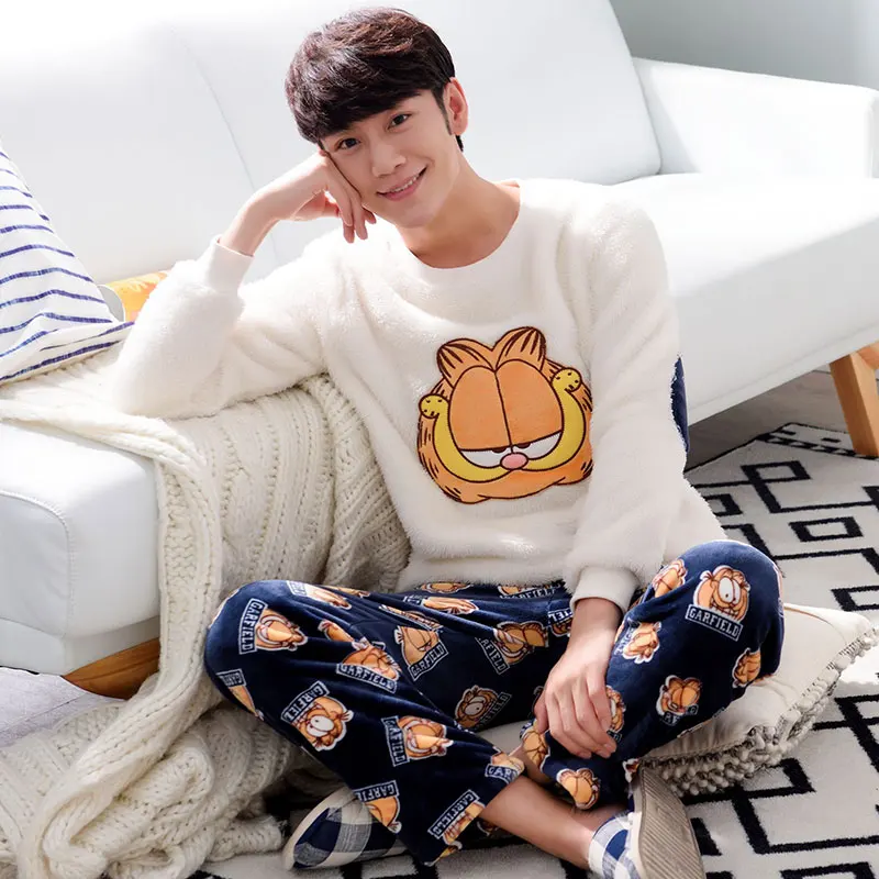 Quality Winter Flannel Warm Long Men's Pajama Sets Thicken Men Sleepwear Coral Fleece Cartoon Sleepwear Fashion Male Loungewear
Quality Winter Flannel Warm Long Men's Pajama Sets Thicken Men Sleepwear Coral Fleece Cartoon Sleepwear Fashion Male Loungewear