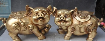 12" china brass fengshui yuanbao Gourd money wealth lucky zodiac pig statue pair
12" china brass fengshui yuanbao Gourd money wealth lucky zodiac pig statue pair