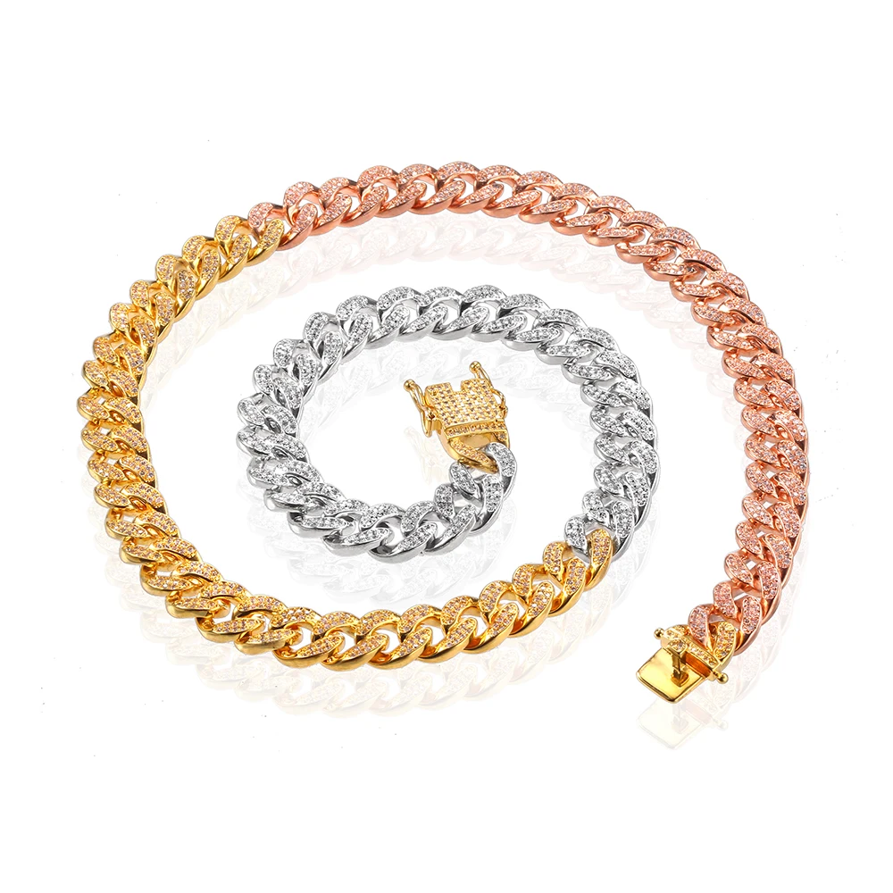 USENSET 12MM Hip Hop Bling Chains Jewelry Men Colorful Iced Out Chains Necklace Gold Platinum Miami Cuban Link Chains choker 
USENSET 12MM Hip Hop Bling Chains Jewelry Men Colorful Iced Out Chains Necklace Gold Platinum Miami Cuban Link Chains choker