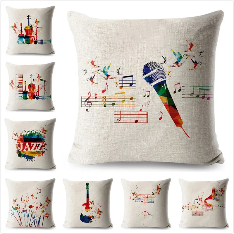 Colorful Music Theme Cushion Cover 45*45cm Linen Pillows Covers Guitar Microphone Print Pillow Case Sofa Home Decor Pillowcase
Colorful Music Theme Cushion Cover 45*45cm Linen Pillows Covers Guitar Microphone Print Pillow Case Sofa Home Decor Pillowcase