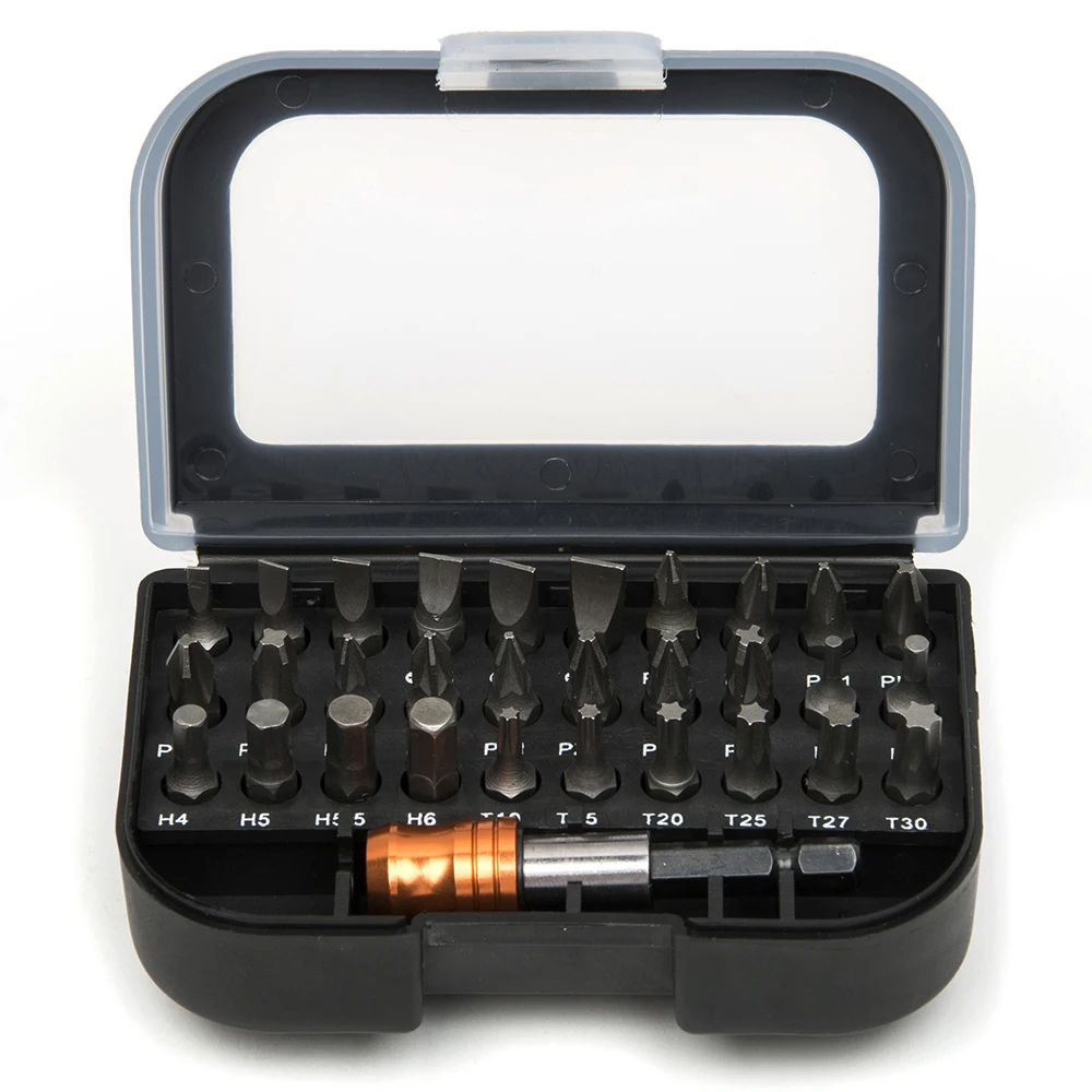 31pcs/set Magnet Holder Professional Screwdriver Bits Set W/ Case Sturdy Chrome Vanadium Steel Screwdriver Head Set Torx Hex Bit
31pcs/set Magnet Holder Professional Screwdriver Bits Set W/ Case Sturdy Chrome Vanadium Steel Screwdriver Head Set Torx Hex Bit