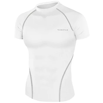 New Take Five Men's Compression Under Base Layer White Short Top Tight -052- 
New Take Five Men's Compression Under Base Layer White Short Top Tight -052-