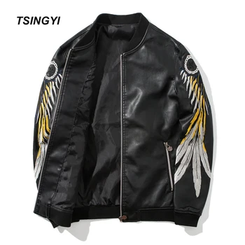Tsingyi Embroidery Feather Wings Motorcycle Men's Leather Jacket PU Stand Collar Moto Jaket Leather Men Veste Cuir Homme Coats
Tsingyi Embroidery Feather Wings Motorcycle Men's Leather Jacket PU Stand Collar Moto Jaket Leather Men Veste Cuir Homme Coats