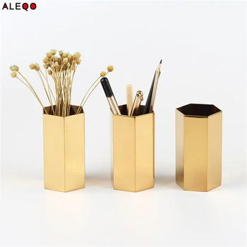 Chic Hexagon Golden Storage Jars Pencil Holder European Stainless Steel Hexagonal Flower Machine Flower Vase Metal Storage Jar
Chic Hexagon Golden Storage Jars Pencil Holder European Stainless Steel Hexagonal Flower Machine Flower Vase Metal Storage Jar