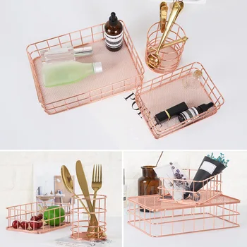 Simple Style Metal Storage Basket Rose Gold Storage Rack Stationery Organizer Desktop Accessories P7Ding
Simple Style Metal Storage Basket Rose Gold Storage Rack Stationery Organizer Desktop Accessories P7Ding
