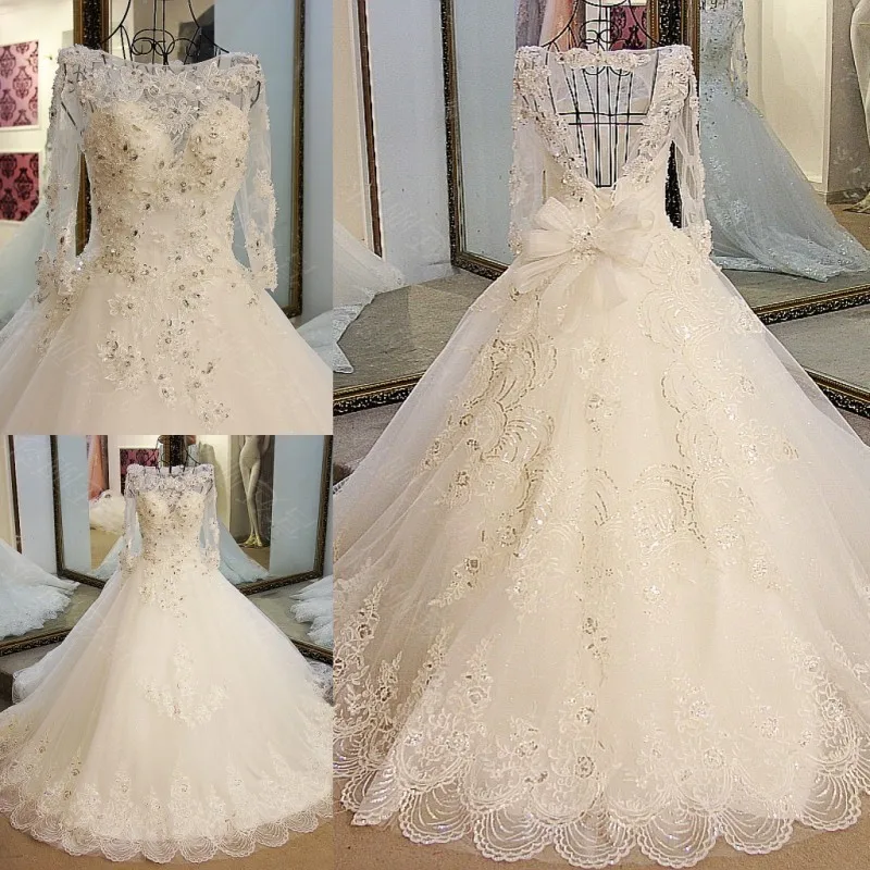Luxury Crystal Beading Lace Flower Half Sleeve Wedding Dress Custom Bride Princess Long Tail Wedding Gown vestido de noiva
Luxury Crystal Beading Lace Flower Half Sleeve Wedding Dress Custom Bride Princess Long Tail Wedding Gown vestido de noiva