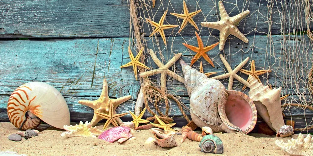 Fantasy Staring Aquarium Background Beach Starfish and Shells Fish Tank Wallpaper Easy to Apply and Remove PVC Sticker Pictures Poster Background Decoration