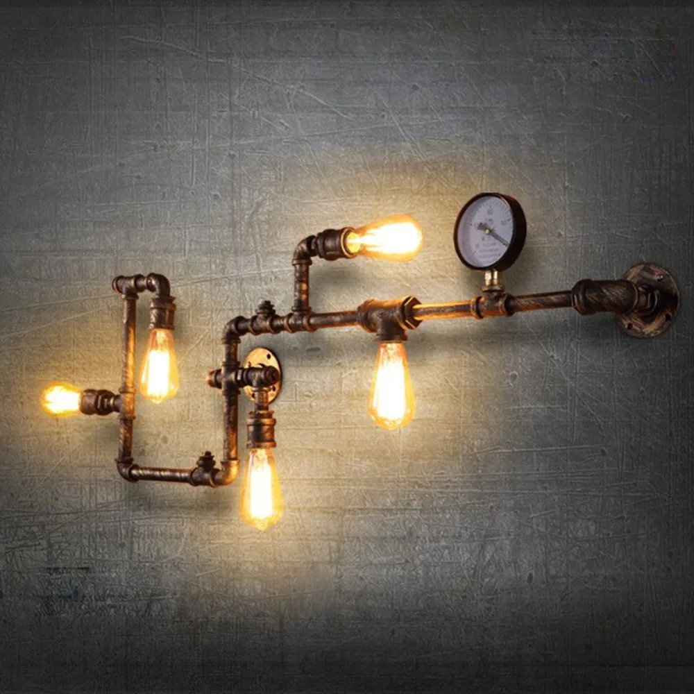 5-Lights-Loft-American-Vintage-Aisle-Water-Pipe-tube-Wall-Lamp-Bar-Restaurant-Iron-Industrial-E27