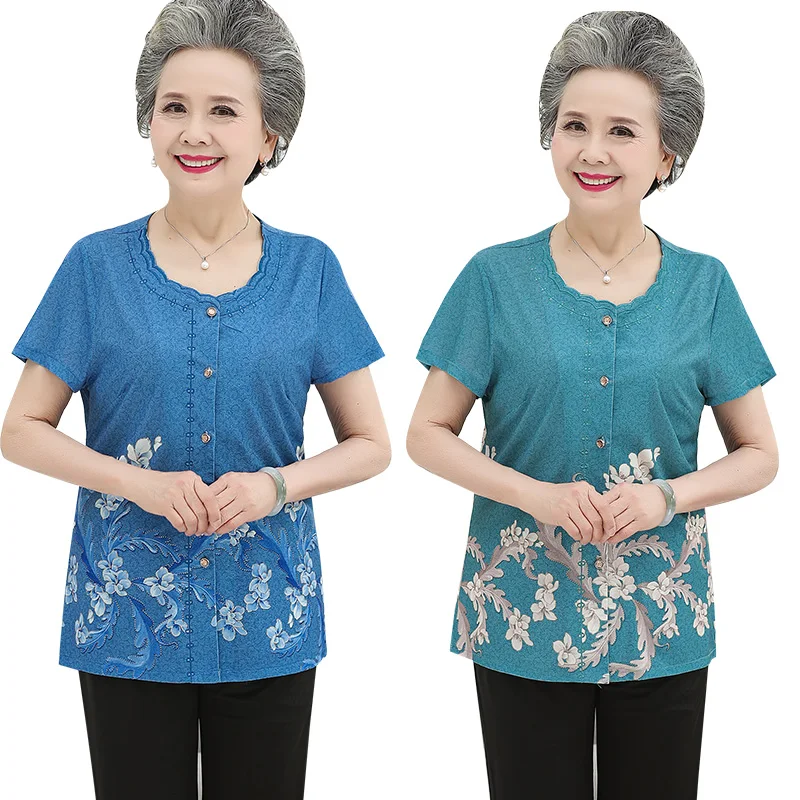 Middle Old Age Women Top Short Sleeves T Shirt 2019 Summer New Mother Embroidery Tee O-Neck Printed Cardigan Grandma Clothes
Middle Old Age Women Top Short Sleeves T Shirt 2019 Summer New Mother Embroidery Tee O-Neck Printed Cardigan Grandma Clothes