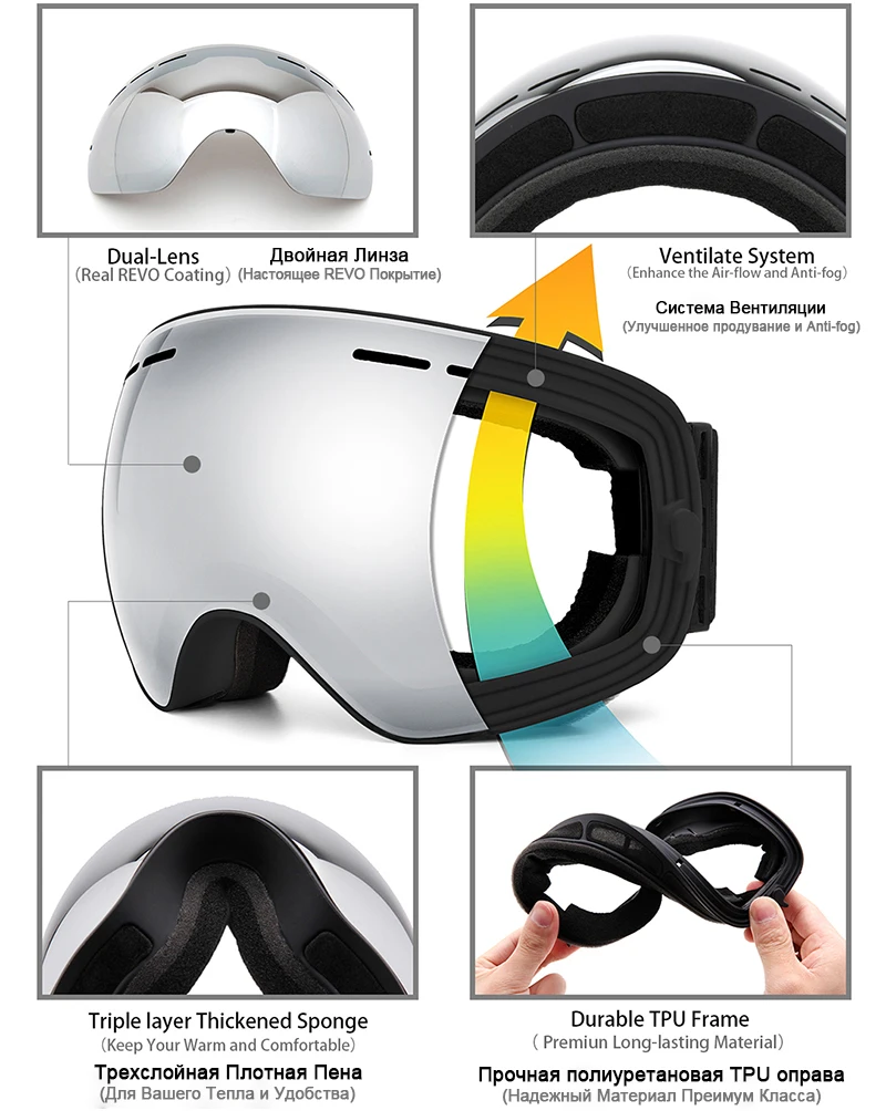 mirrored ski goggles